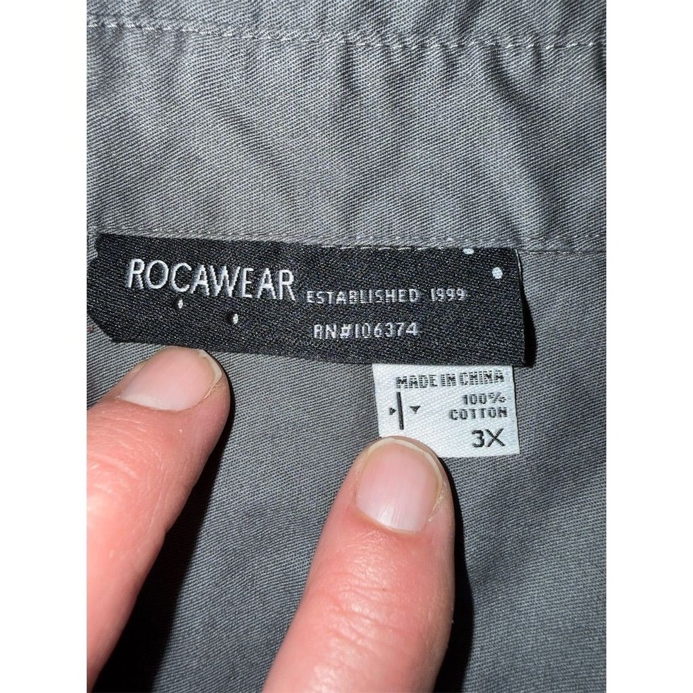 Rocawear Men's Big 3X Black Embroidered Button-Up Shirt S/S Y2K ROC embroidered - Picture 6 of 9